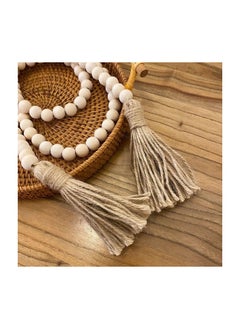 RATSAW 58 Inches Wood Bead Garland With Tassels Rustic Country Prayer furniture Decor  - Image 5