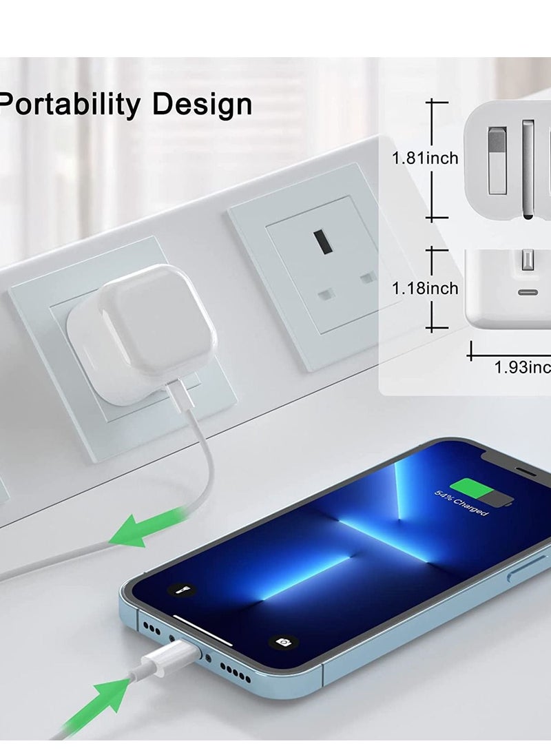 Generic - USB C Wall Charger 20W PD Adapter with Lightning Cable Compatible iPhone 14/14 Pro/14 Pro Max/14 Plus/13 12 11 Pro Max/Pro/Mini/Xs Max/XR/X,iPad--White - Image 1