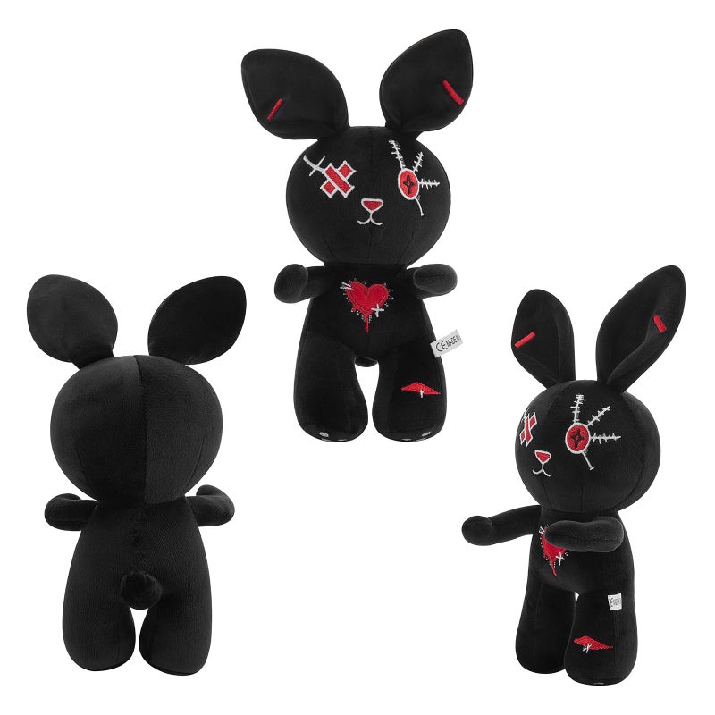 Nuokin Christmas Halloween Bunny Easter Basket Fillers for Kids Gifts Plush Toy Stuffed Rabbit for Boys and Girls Classroom Hunting Egg Decoration (Black) - Image 4