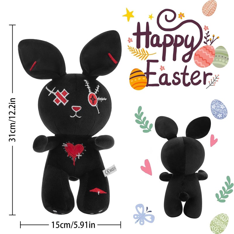 Nuokin Christmas Halloween Bunny Easter Basket Fillers for Kids Gifts Plush Toy Stuffed Rabbit for Boys and Girls Classroom Hunting Egg Decoration (Black) - Image 3