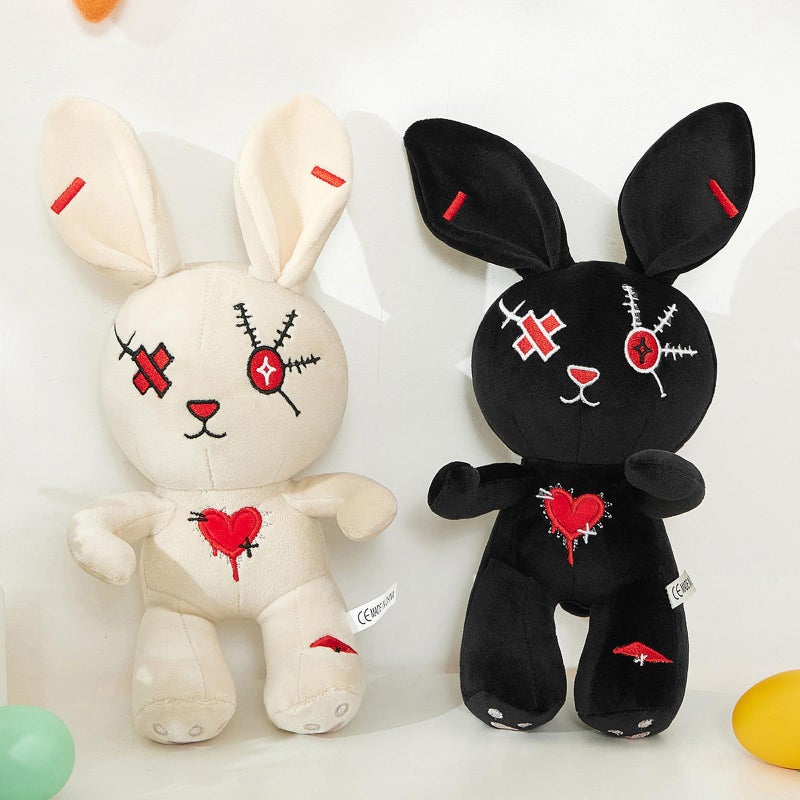 Nuokin Christmas Halloween Bunny Easter Basket Fillers for Kids Gifts Plush Toy Stuffed Rabbit for Boys and Girls Classroom Hunting Egg Decoration (Black) - Image 2
