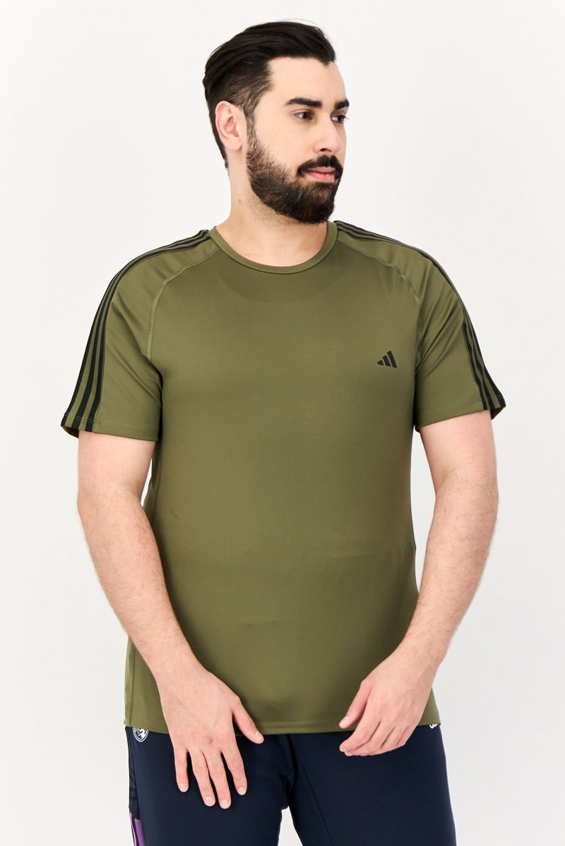 Adidas Men Sportswear Fit Short Sleeves Training T-Shirt, Olive - Image 2