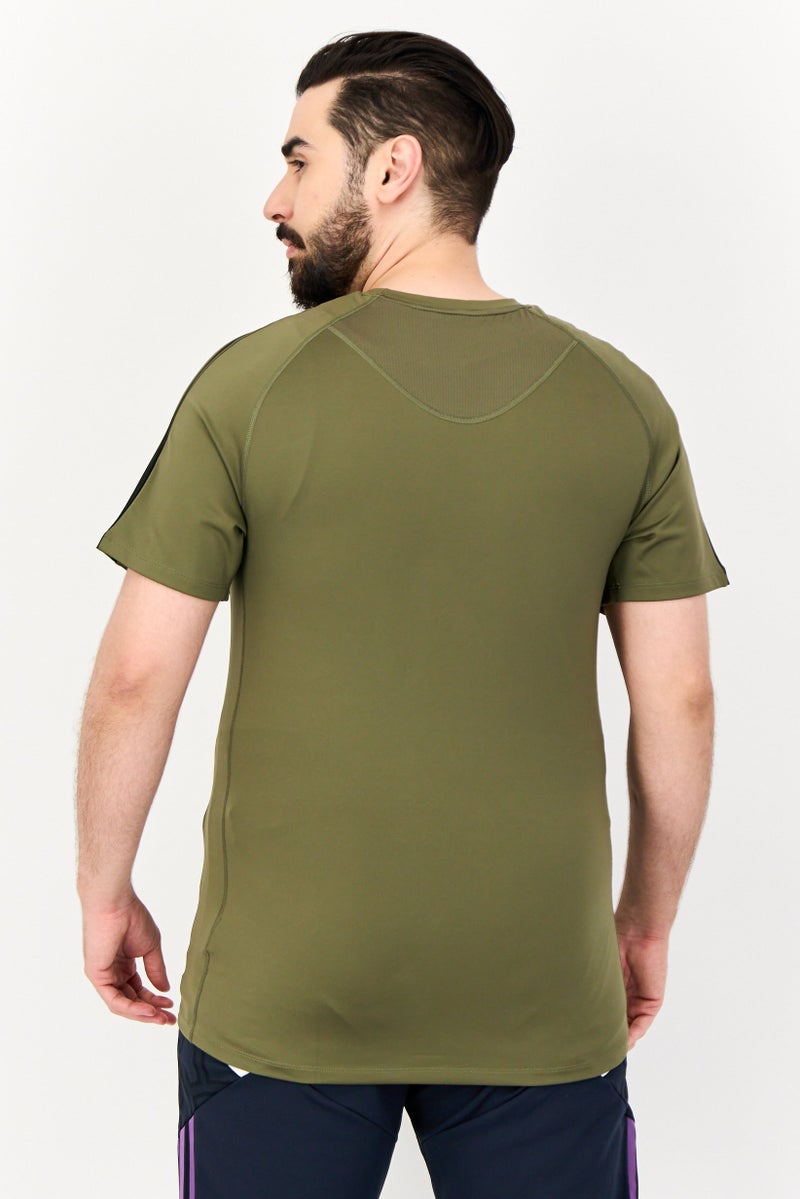 Adidas Men Sportswear Fit Short Sleeves Training T-Shirt, Olive - Image 3