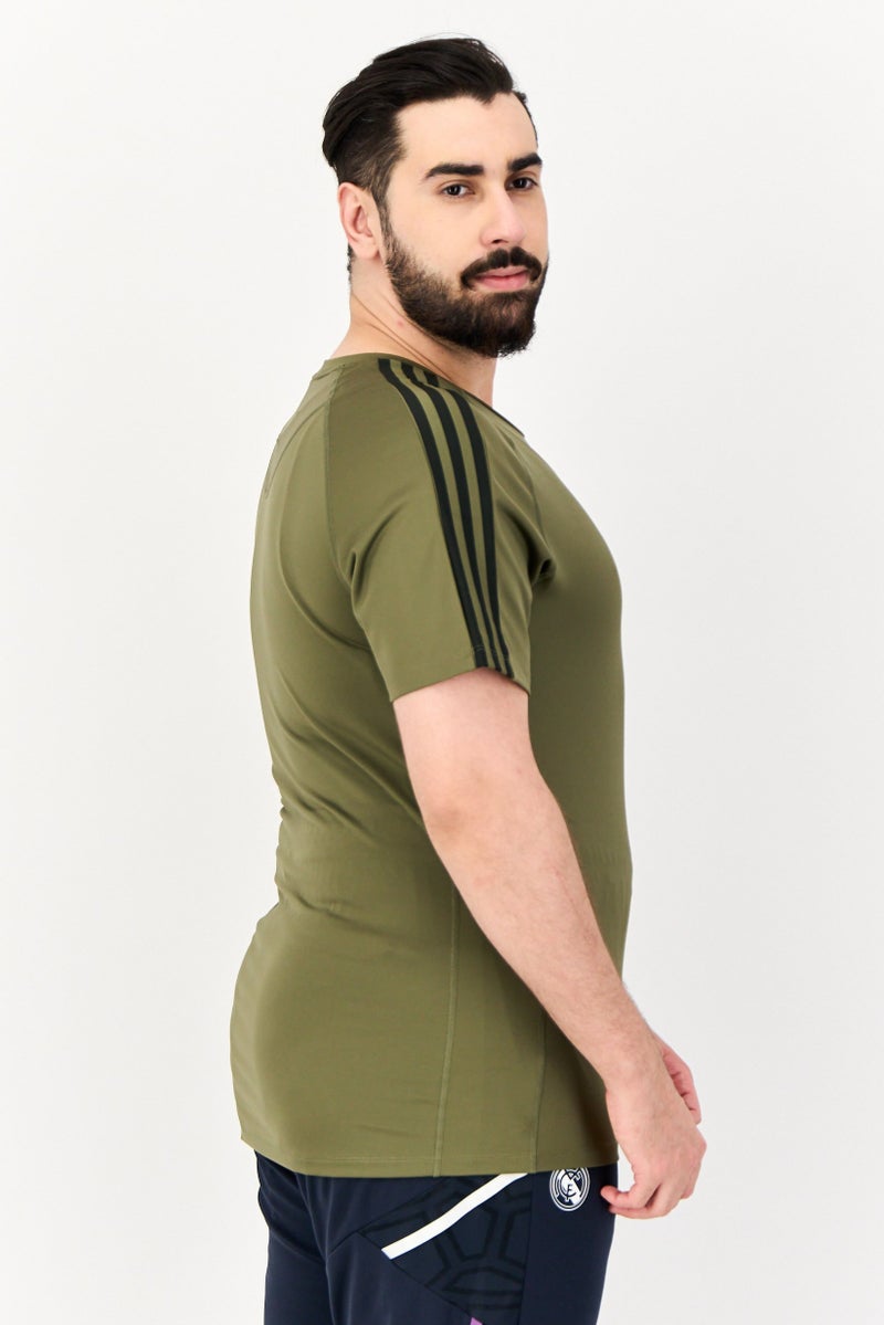 Adidas Men Sportswear Fit Short Sleeves Training T-Shirt, Olive - Image 4