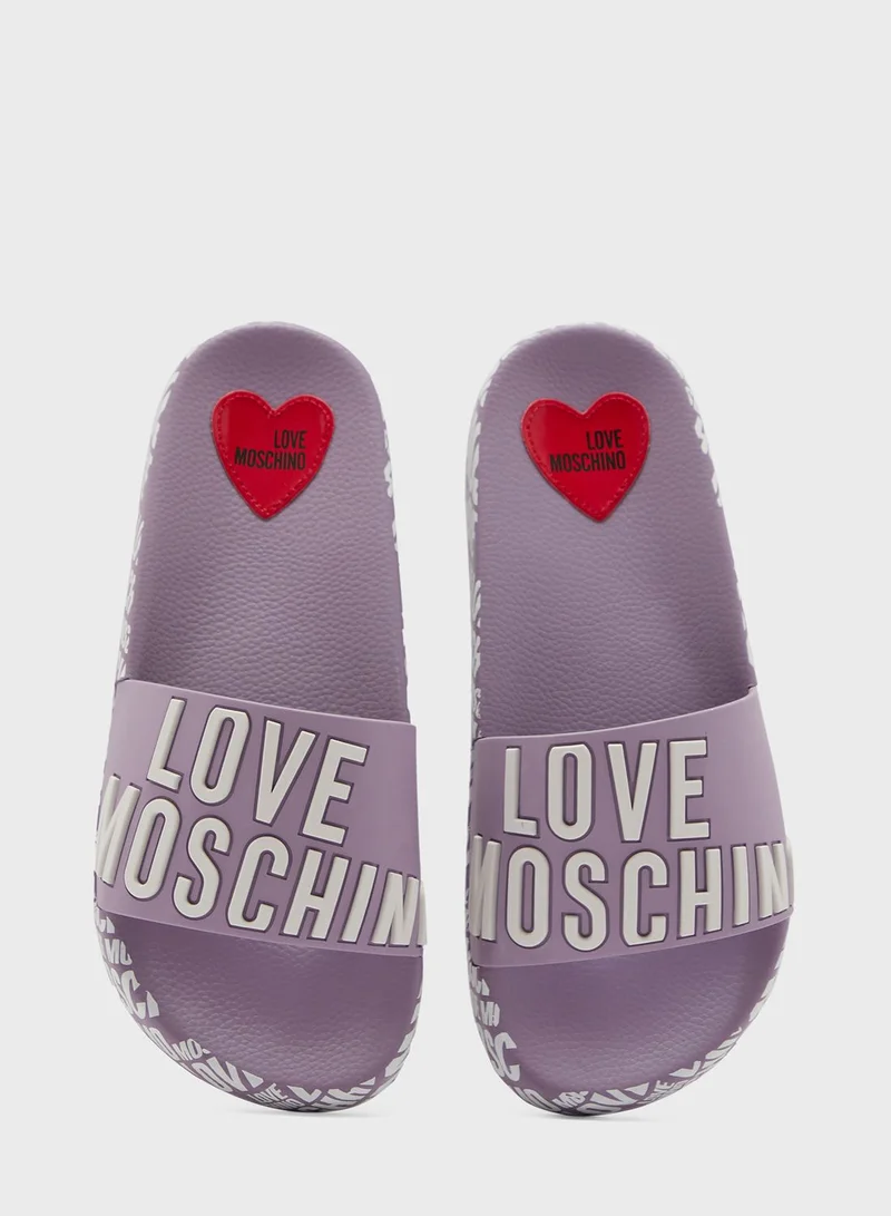 Love Moschino Printed Pool Slides