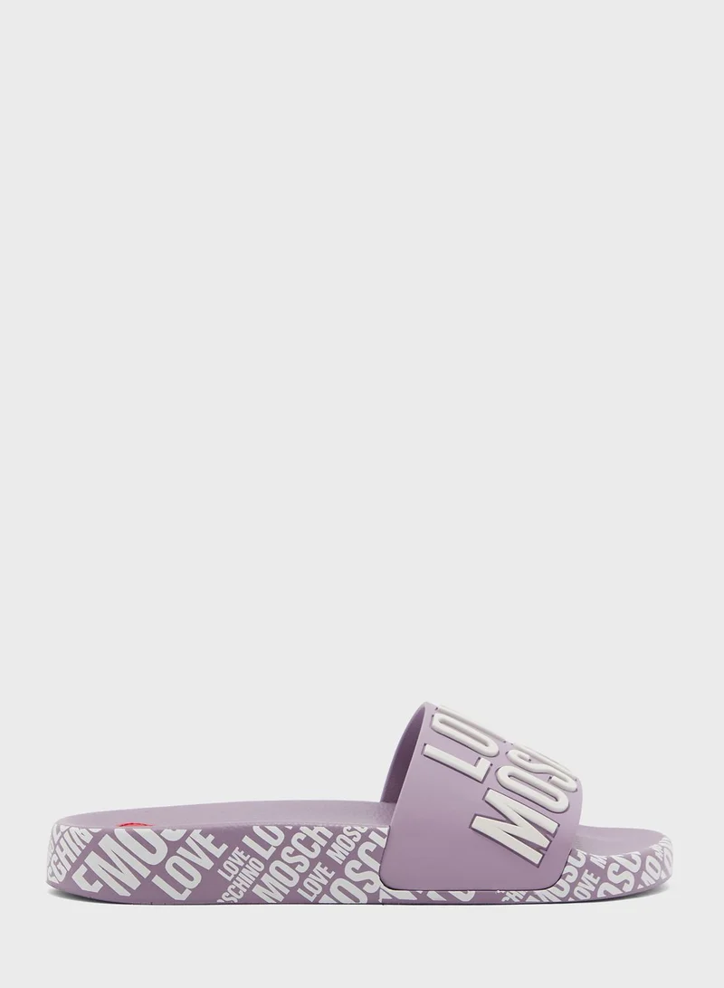 Love Moschino Printed Pool Slides