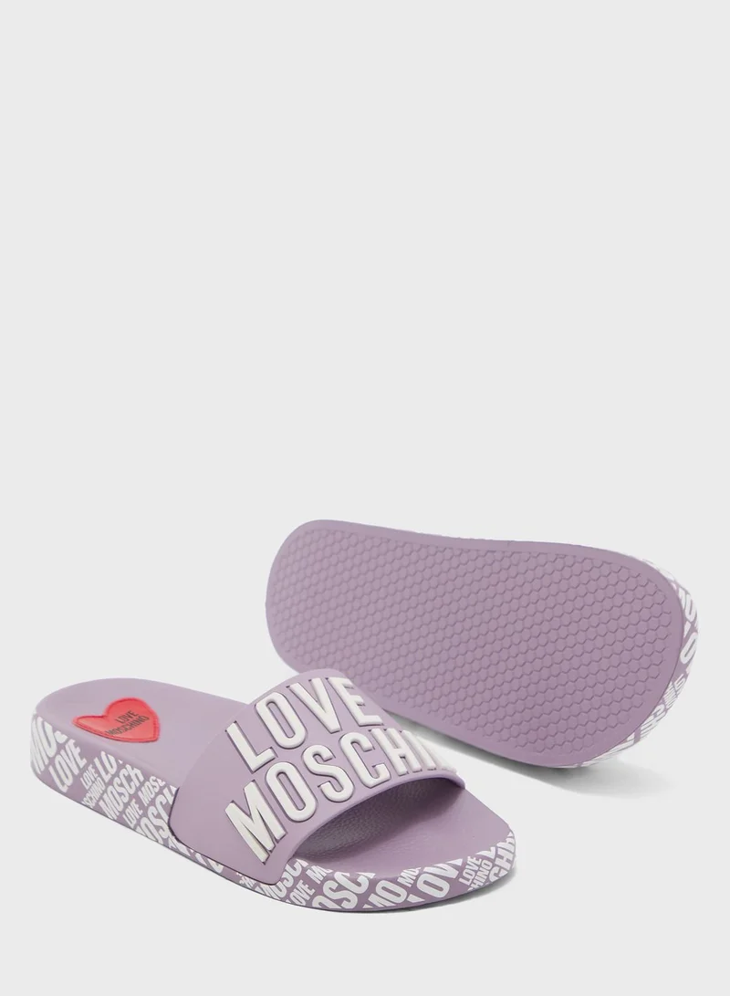 Love Moschino Printed Pool Slides
