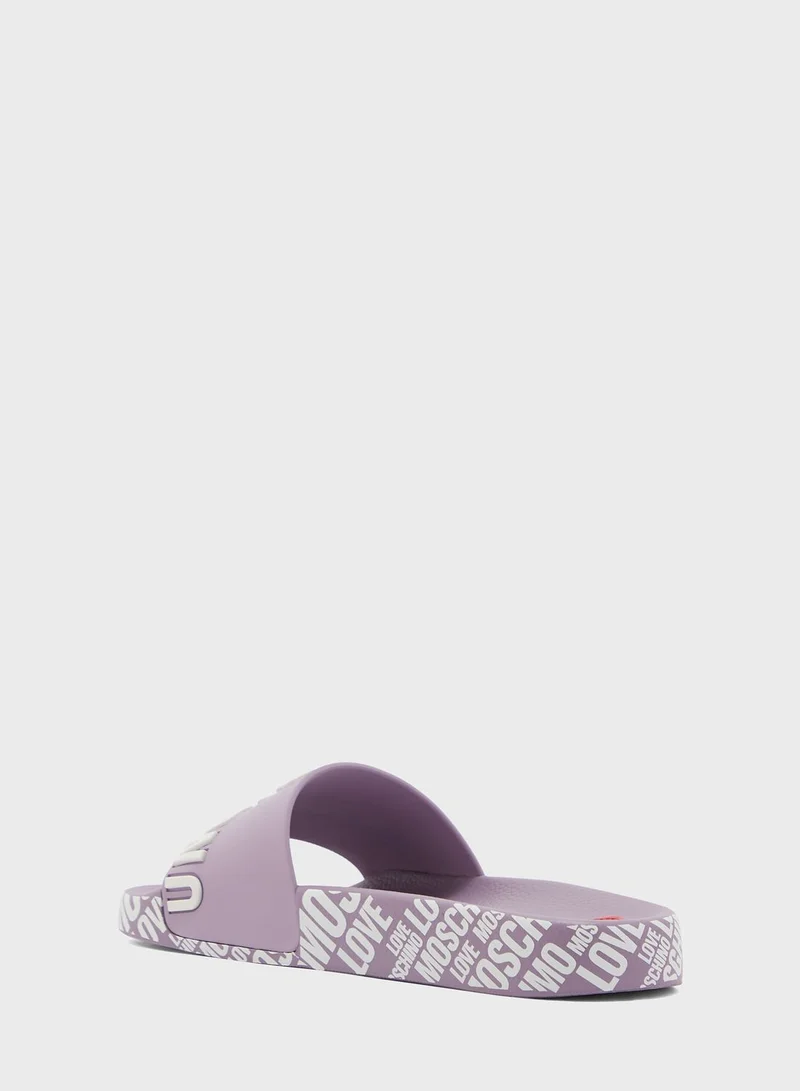 Love Moschino Printed Pool Slides