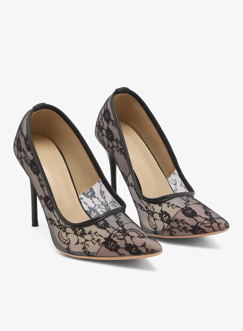 Namshi x Black Mesh Detail High Heel Stiletto Sandals for Women | Best Price UAE