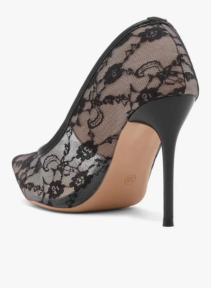 Namshi x Black Mesh Detail High Heel Stiletto Sandals for Women | Best Price UAE