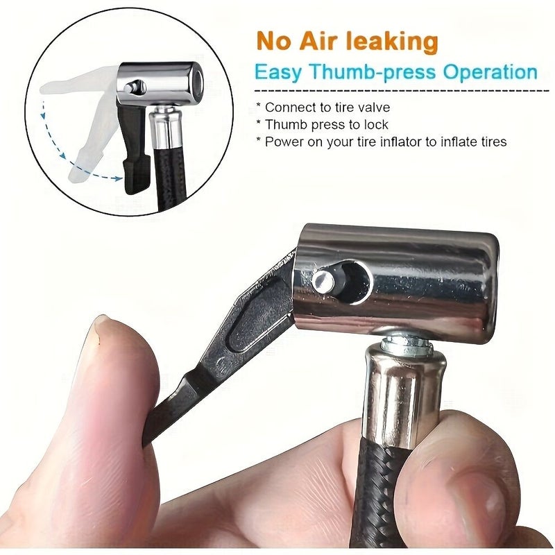 1pc 80cm 31.5inch Inflatable Hose With 4pcs Air Nozzle Braided Synthetic Rubber Durable Flexible Air Valve Adapter For Car Motorcycle Bicycle - Image 2