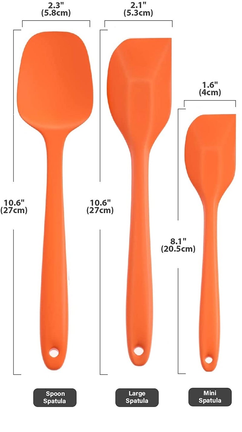 P-Plus International Silicone Spatula Set 3-Piece Heat-Resistant Baking Set Spoon, Silicone Turner Spatula, Non-Stick Spatulas Cooking Set, Baking and Mixing with Stainless Steel Core(Orange) - Image 2
