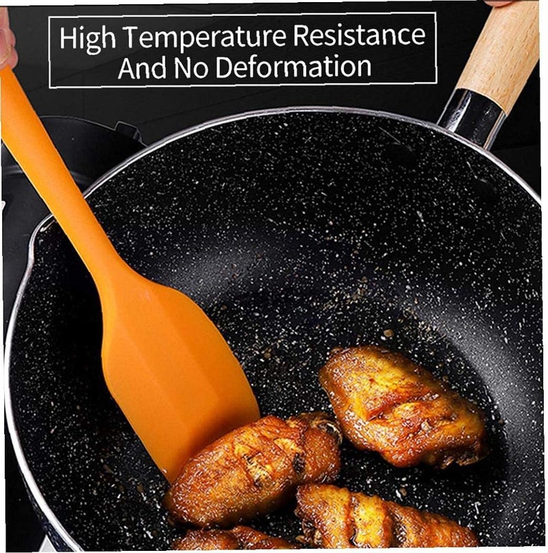 P-Plus International Silicone Spatula Set 3-Piece Heat-Resistant Baking Set Spoon, Silicone Turner Spatula, Non-Stick Spatulas Cooking Set, Baking and Mixing with Stainless Steel Core(Orange) - Image 3