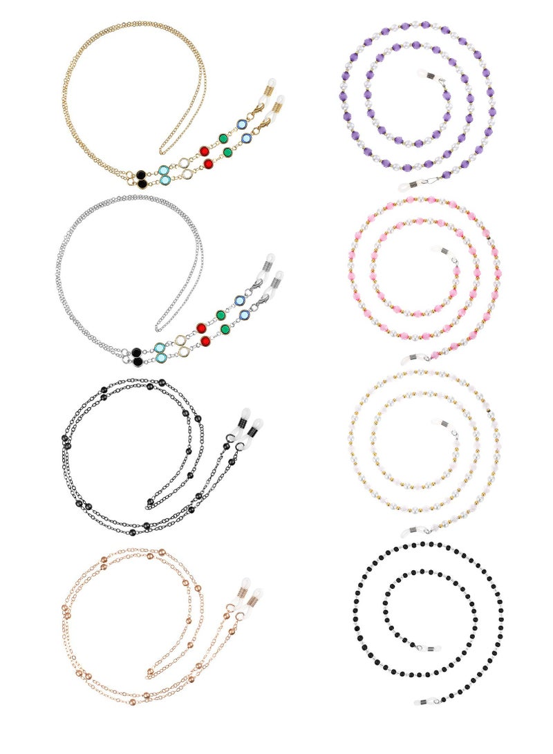 SYOSI 8pcs Glasses Chain Beaded Sunglasses Strap Holder, Elegant Glasses Holder Chain, Women's Glasses Chain, Beaded Glasses Chain, Glasses Strap Women, 8 Styles - Image 1