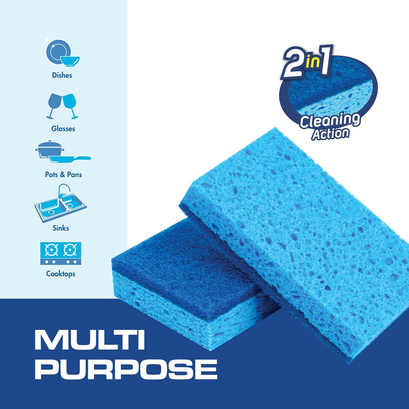 SCRUBIT 48 Pack Kitchen Sponges - Dish Sponge for Washing Dishes  Kitchen & Bathroom - Blue Dishwashing Sponges Along with A Thought Scrubber - Bulk Cleaning sponges Kitchen (Blue) - Image 5