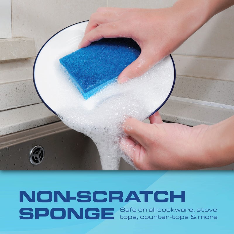 SCRUBIT 48 Pack Kitchen Sponges - Dish Sponge for Washing Dishes  Kitchen & Bathroom - Blue Dishwashing Sponges Along with A Thought Scrubber - Bulk Cleaning sponges Kitchen (Blue) - Image 4