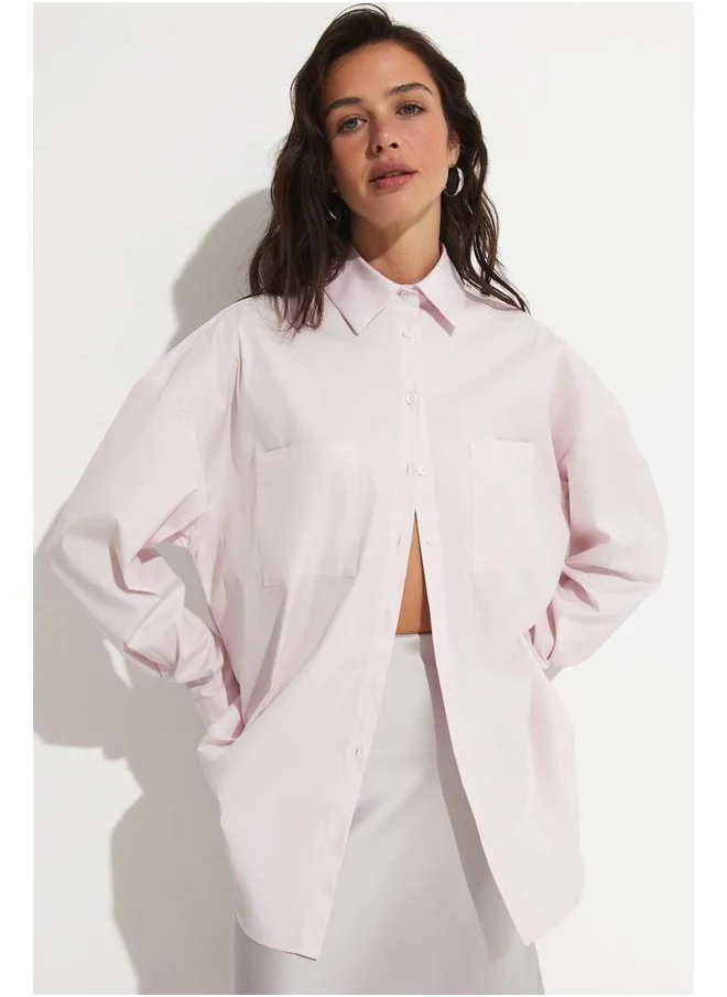 JUNE June Pocket Detailed Powder Shirt Powder