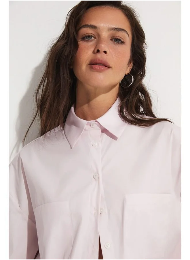 JUNE June Pocket Detailed Powder Shirt Powder