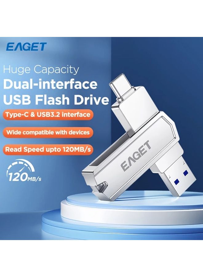 Eaget 2 في 1 USB 3.2 محرك فلاش 256 جيجابايت USB A و Type C لأجهزة Android و iPhone والكمبيوتر الشخصي - Image 3
