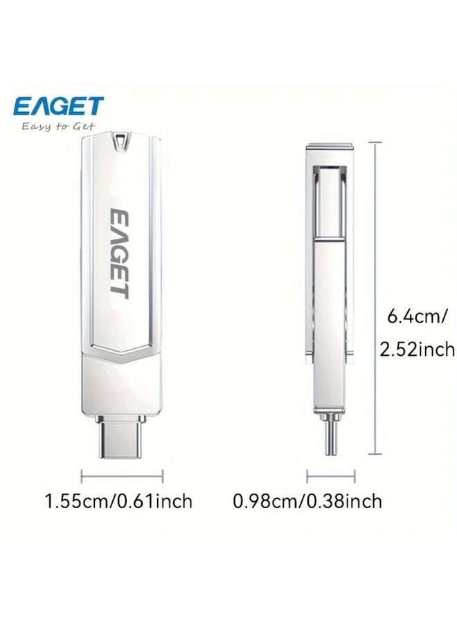 Eaget 2 في 1 USB 3.2 محرك فلاش 256 جيجابايت USB A و Type C لأجهزة Android و iPhone والكمبيوتر الشخصي - Image 2