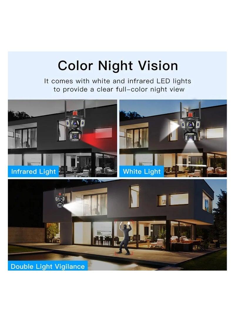 AROAQ - 4G Surveillance Camera Three Screens 4 Million Pixels V380pro Gun Ball Linkage Binocular - Image 1