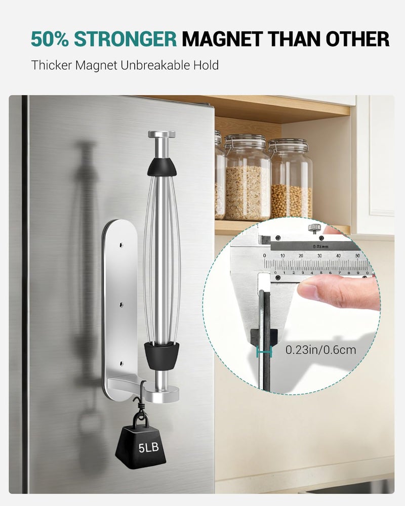 PAROTO Magnetic Paper Towel Holder for Fridge -No Drill, One Hand Tear RV Paper Towel Holder with Ratchet Mechanism, Self-Adhesive & Wall Mount for Refrigerator, Kitchen, Grill, Garage (Silver) - Image 2