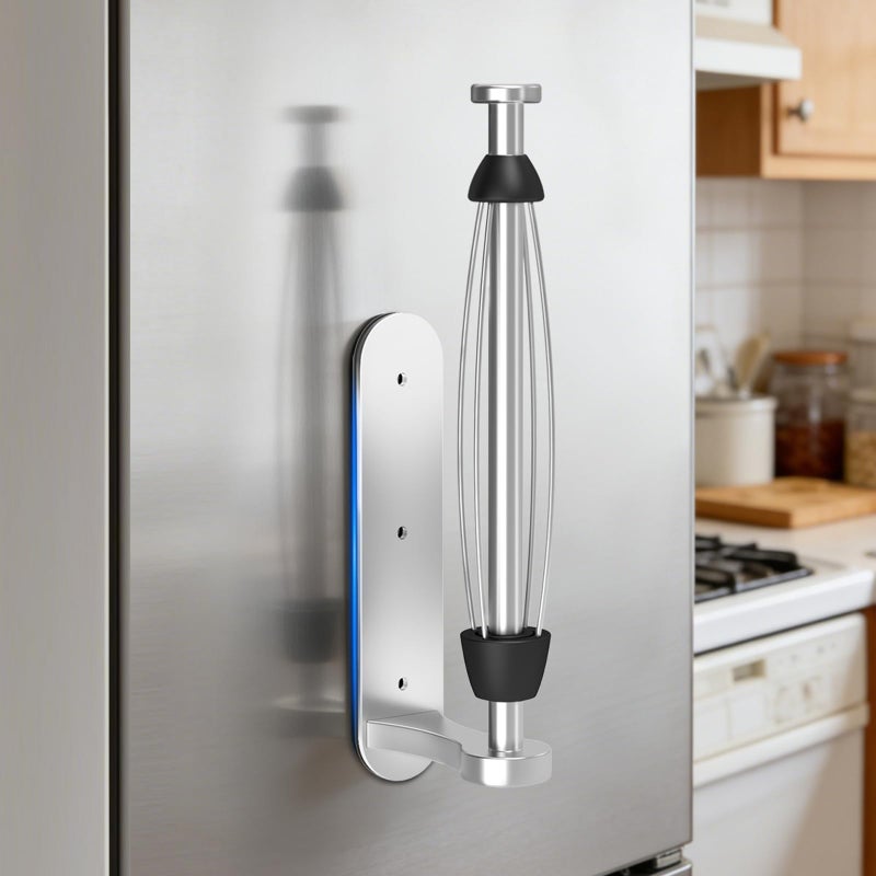 PAROTO Magnetic Paper Towel Holder for Fridge -No Drill, One Hand Tear RV Paper Towel Holder with Ratchet Mechanism, Self-Adhesive & Wall Mount for Refrigerator, Kitchen, Grill, Garage (Silver) - Image 1