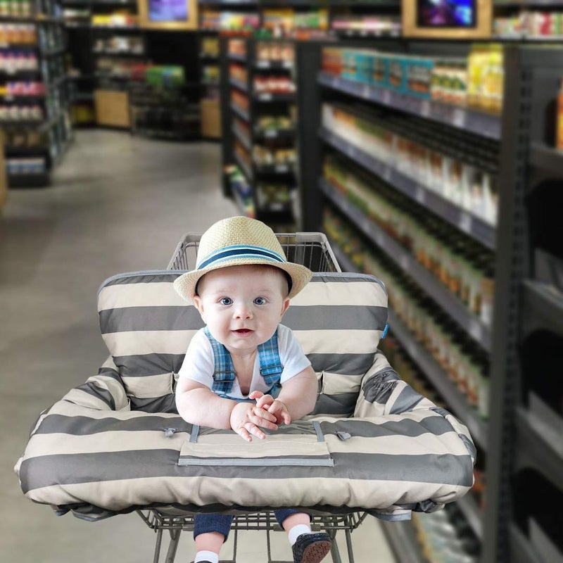 DODO NICI Shopping Cart Cover for Baby boy Girl, Grocery Cart Cushion Liner, Infant High Chair Cover,Grey Strip - Image 2