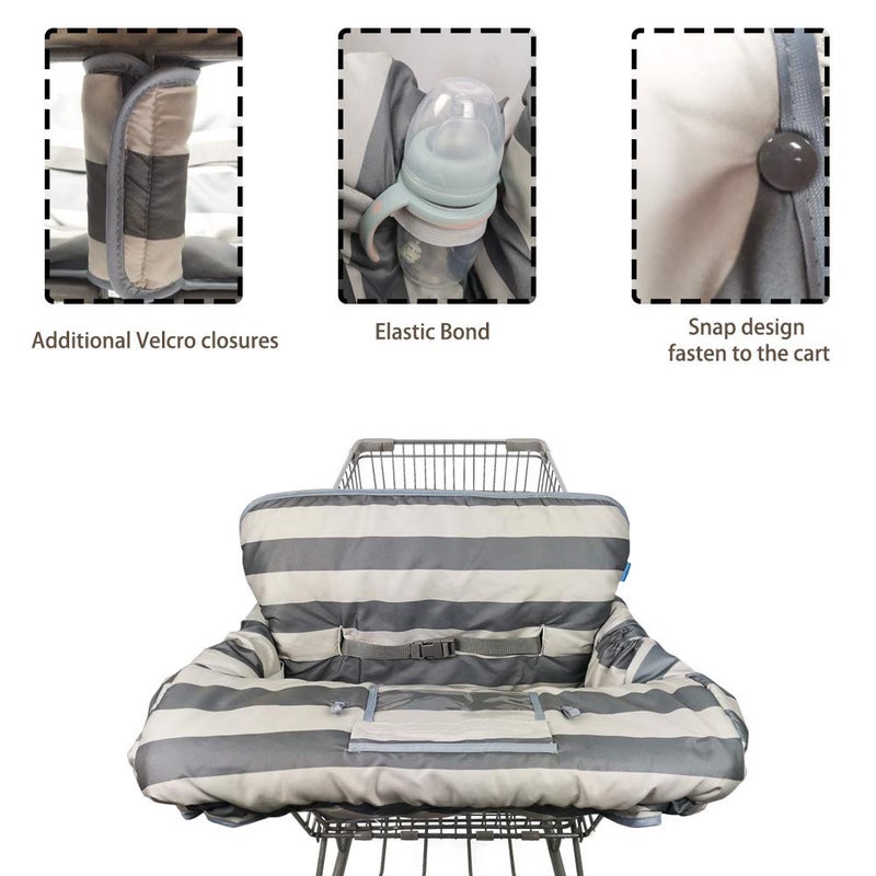 DODO NICI Shopping Cart Cover for Baby boy Girl, Grocery Cart Cushion Liner, Infant High Chair Cover,Grey Strip - Image 4