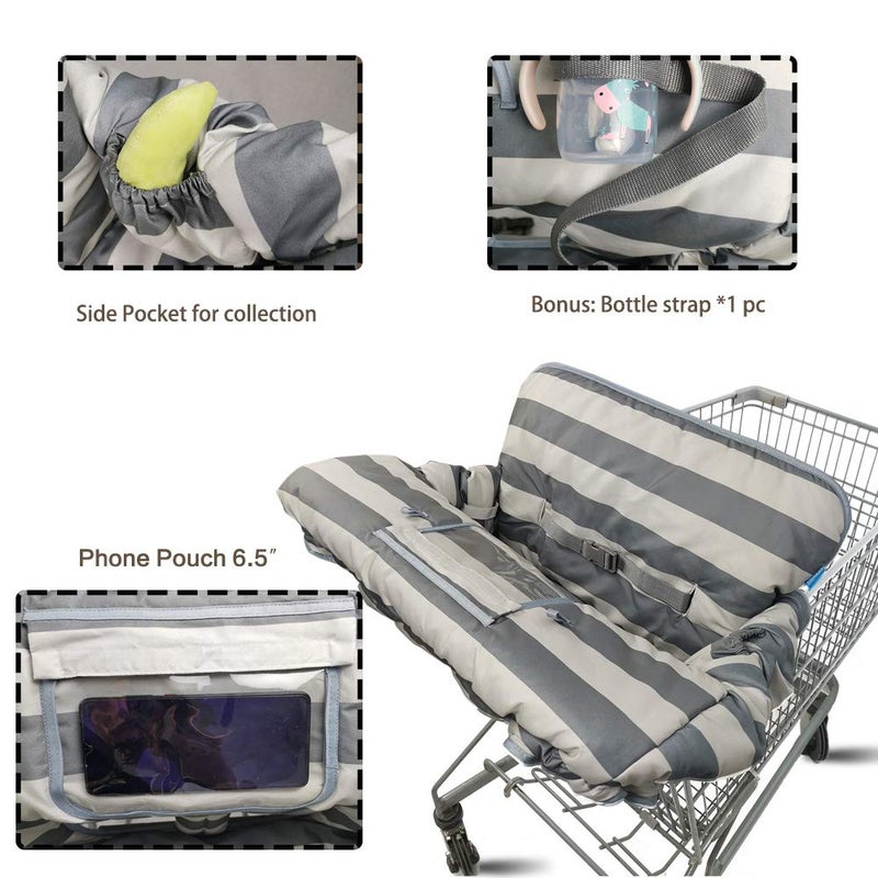 DODO NICI Shopping Cart Cover for Baby boy Girl, Grocery Cart Cushion Liner, Infant High Chair Cover,Grey Strip - Image 3