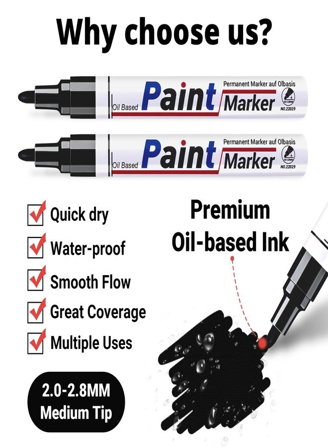 DAPAWIN 4 Pack Black Paint Marker Pen Set - Image 2