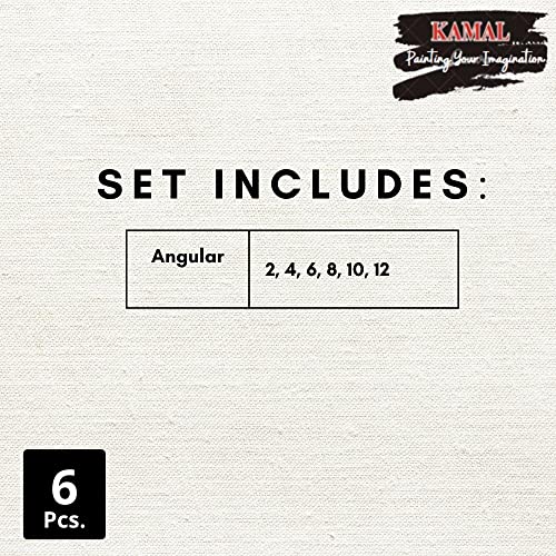 KAMAL ARTIST QUALITY ANGULAR PAINT BRUSH SET OF 6 IN TAKLON FOR OIL PAINTING, ACRYLIC PAINTING, NAIL ART, MODERN ART, FABRIC PAINTING - Image 5