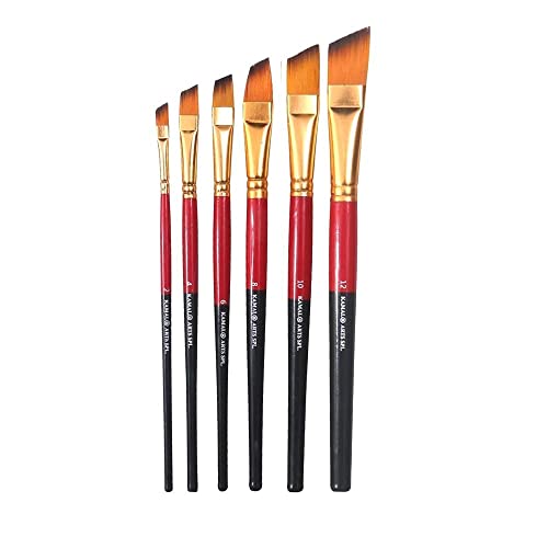 KAMAL ARTIST QUALITY ANGULAR PAINT BRUSH SET OF 6 IN TAKLON FOR OIL PAINTING, ACRYLIC PAINTING, NAIL ART, MODERN ART, FABRIC PAINTING - Image 1