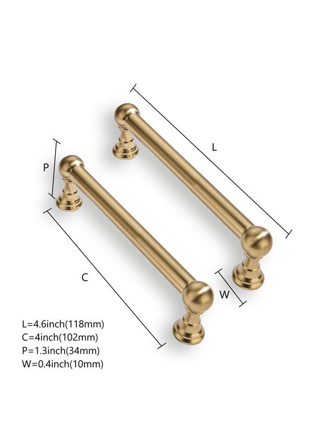 CABDM 4 Inch 10 Pack Solid Kitchen Cabinet Handles Brushed Gold Heavy Duty Cabinet Pulls Satin Brass Drawer Pulls Cabinet Hardware Kitchen Handles for Cabinets Cupboard Handles - Image 2