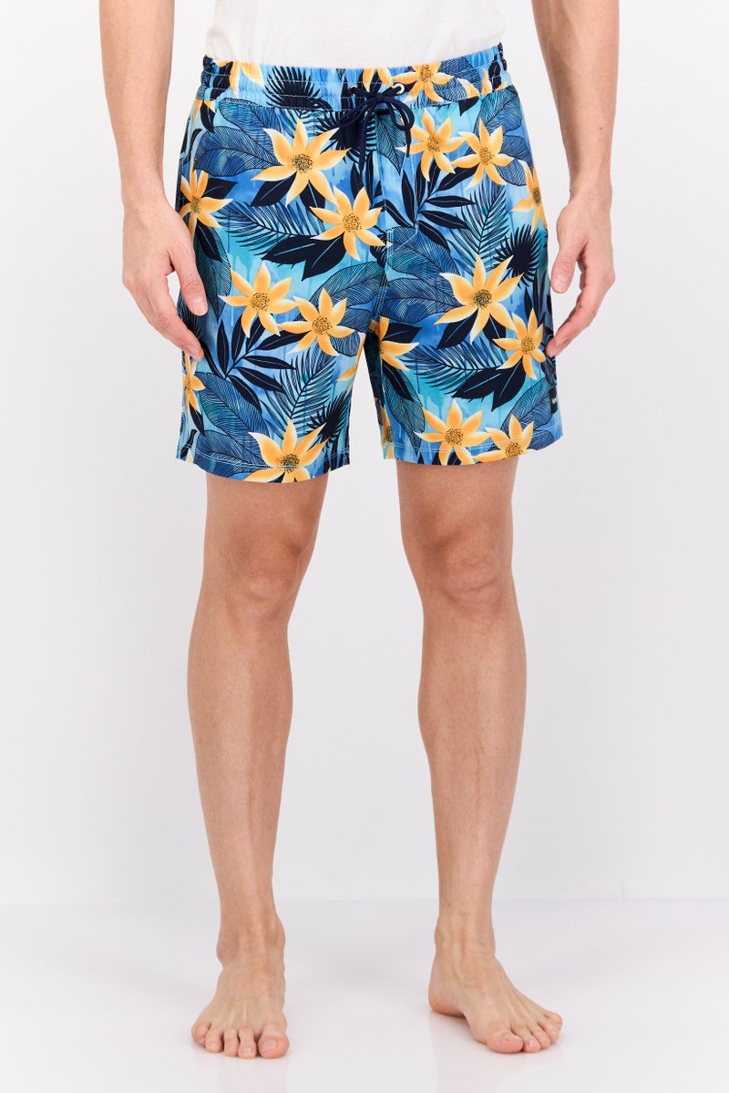 Hurley Men Floral Print 17 Inch Length Board Shorts, Blue - Image 1