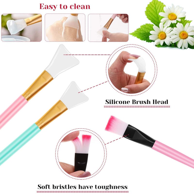 anezus 11 Pcs DIY Facial mask Mixing Tool Kit with Bowl Stick Spatula Silicone Brush Spray Bottle Puff Soaking Bottle Gauges (Pink) - Image 4