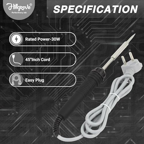 Hillgrove Electronic Repairing 2in1 Mobile Soldering Iron Equipment Tool Machine Combo Kit Set with Wire 30 W Simple (Flat Tip) - Image 4