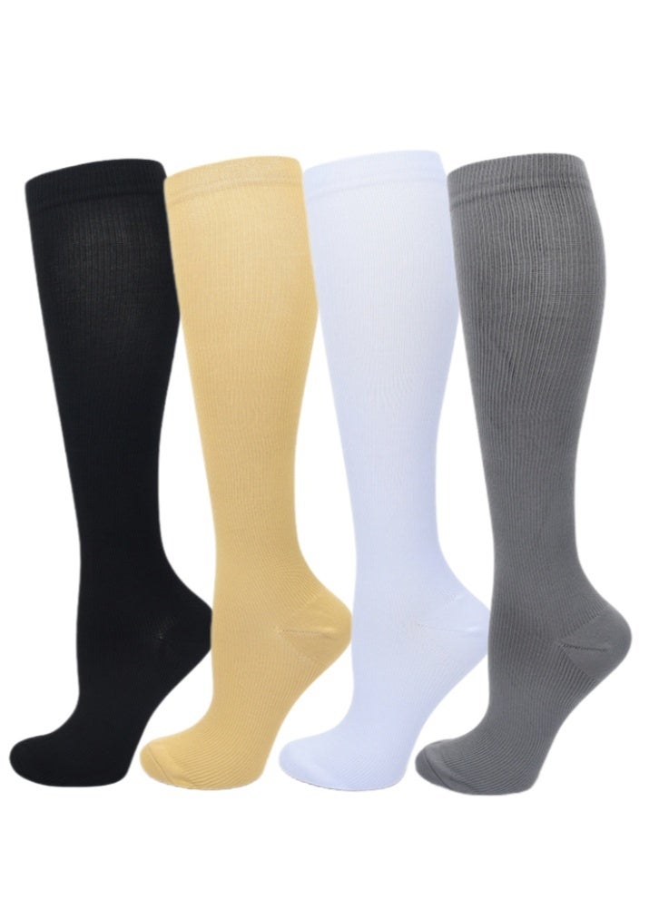Lullaxx Calf socks 4 pairs (black, white and grey) X/XL (UAE/KSA, Alpha, XL, XXL, Regular, Regular, Standard, Black, white, gray, beige)  - Image 1