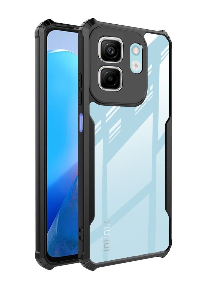 مناسبة ل Infinix الذكية 9 HD الإسكان ، الترا رقيقة وخفيفة الوزن ، لينة تبو الوفير ، الاكريليك شفافة الغطاء الخلفي Infinix الذكية 9 HD ، أسود - Image 1