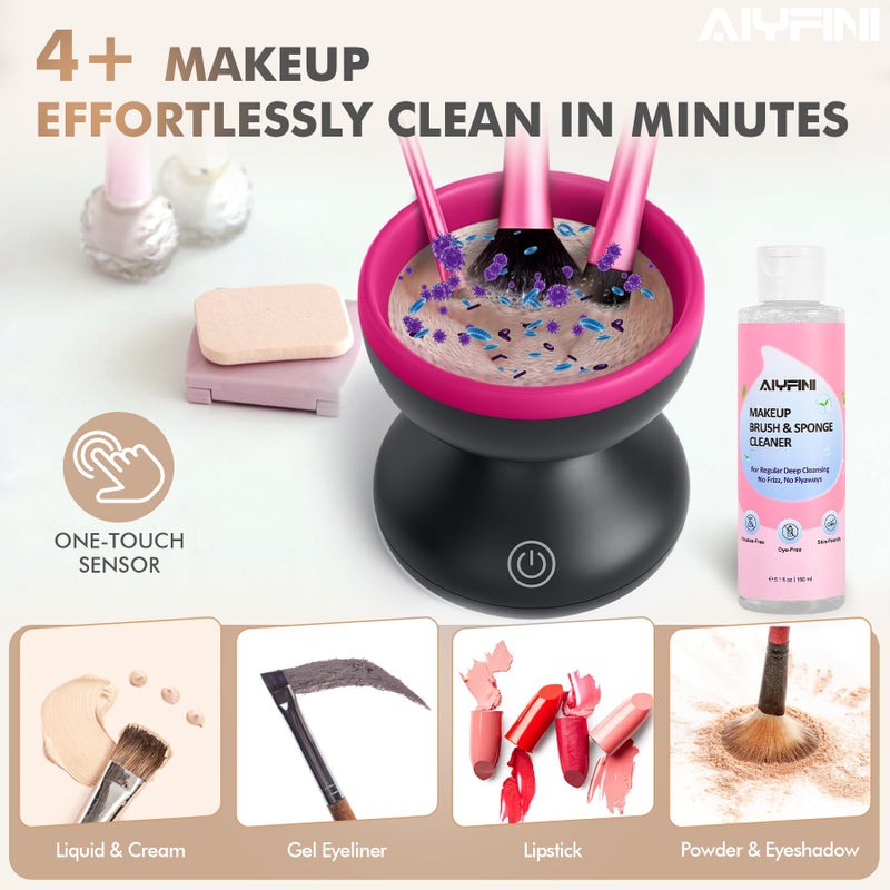 Alyfini Electric Makeup Brush Cleaner Machine, Powerful Friction Removes Residue on Make up Brushes Set/Sponge/Powder Puffs, Efficient Cleaning, Portable Spinning Washer, Save Cleanser & Shampoo - Image 4