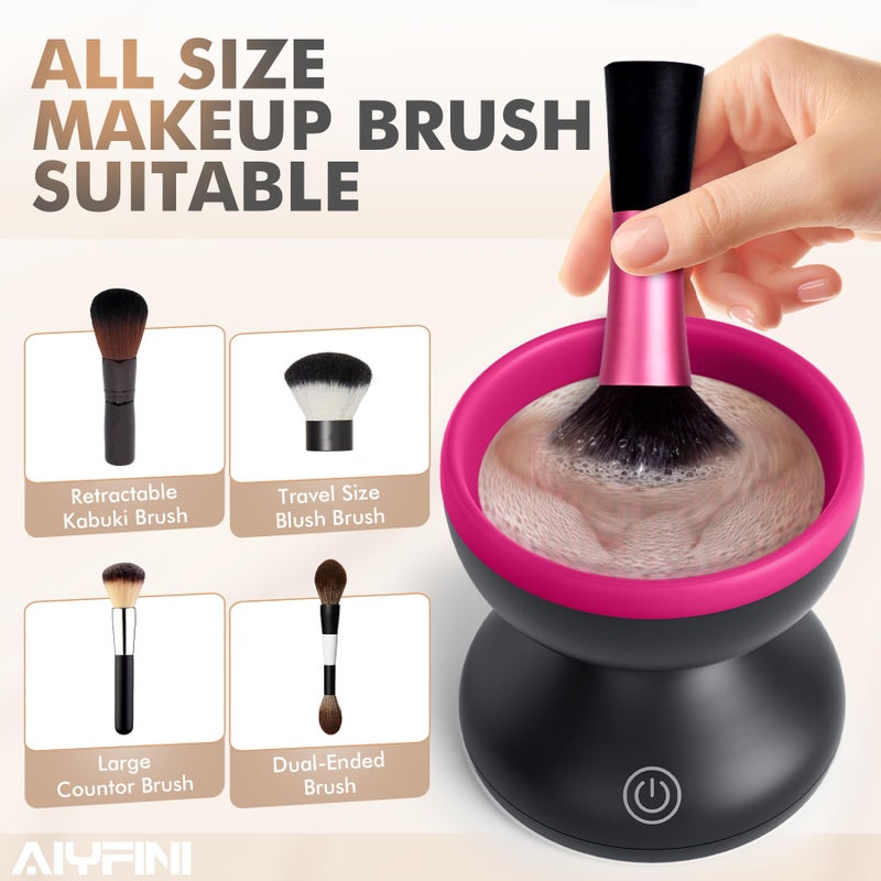 Alyfini Electric Makeup Brush Cleaner Machine, Powerful Friction Removes Residue on Make up Brushes Set/Sponge/Powder Puffs, Efficient Cleaning, Portable Spinning Washer, Save Cleanser & Shampoo - Image 5