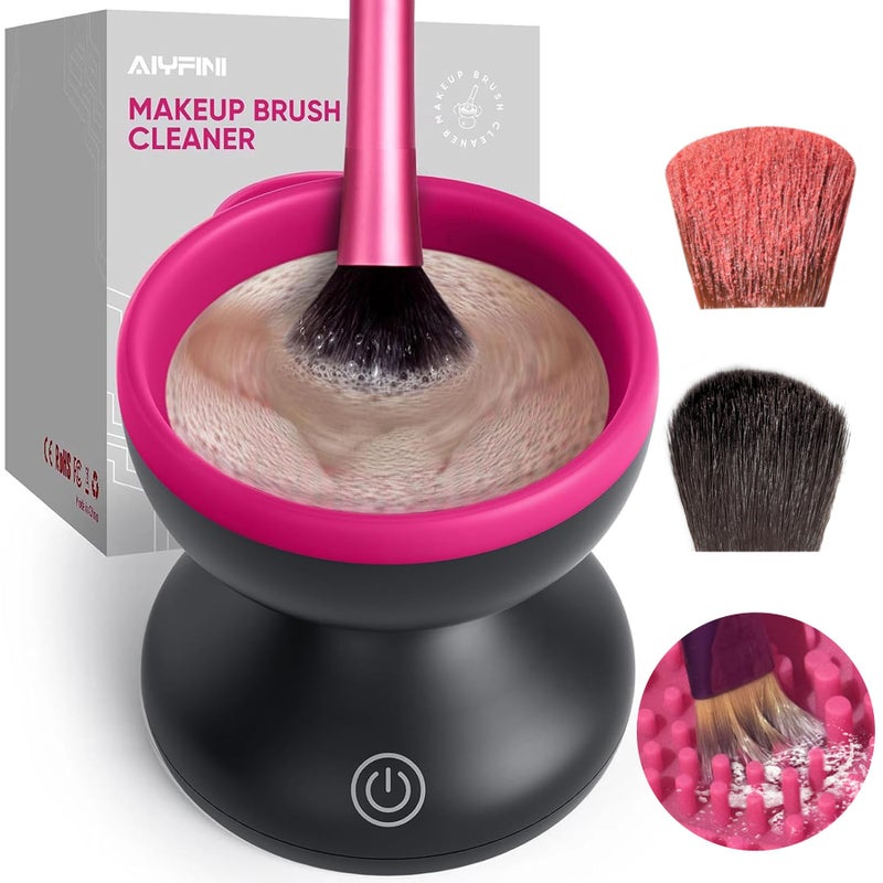 Alyfini Electric Makeup Brush Cleaner Machine, Powerful Friction Removes Residue on Make up Brushes Set/Sponge/Powder Puffs, Efficient Cleaning, Portable Spinning Washer, Save Cleanser & Shampoo - Image 1