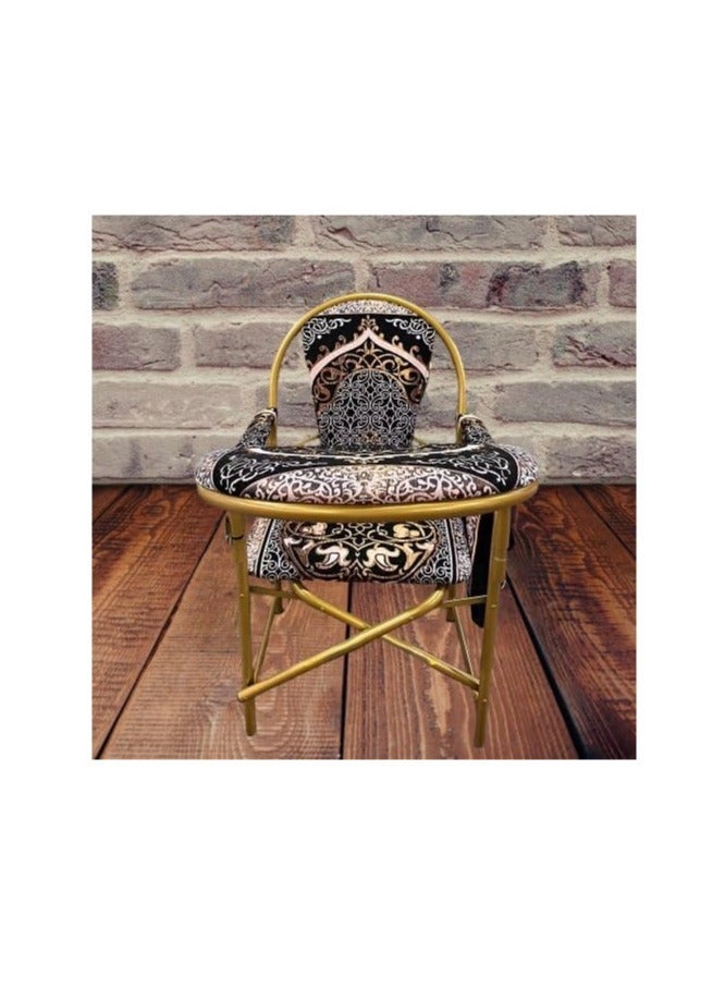 ريبنيو كرسي الصلاة المريح القابل للطي لكبار السن مع مسند وجيب جانبي لون (بني) - Image 3