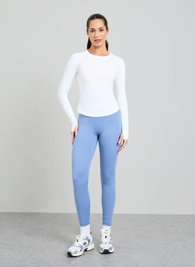 Take Two White Long Sleeve Activewear Top