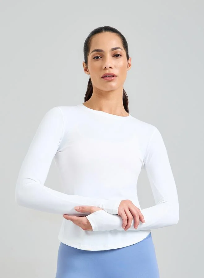 Take Two White Long Sleeve Activewear Top