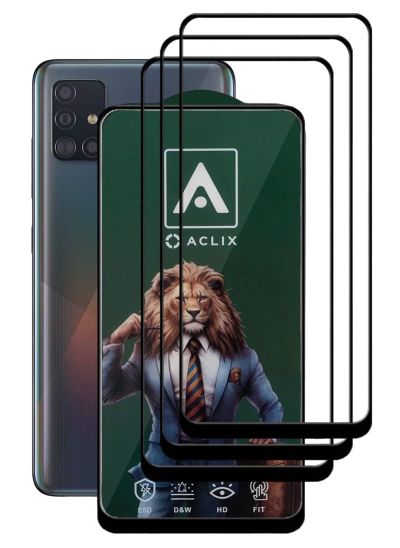 ACLIX 3 Pieces Antistatic ESD Dustproof Premium Quality High Definition Tempered Glass Screen Protector Designed For Samsung Galaxy A51 - Image 1