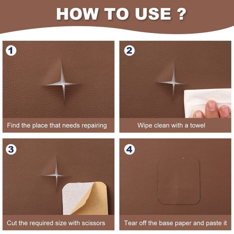 PayPin PAYPIN Self Adhesive Leather Repair Patch Durable Self Adhesive Backing for sofa car seat cover chair furniture Couch Furniture stricker Waterproof WearResisting 30X60CM 1 Pieces BROWN - Image 5