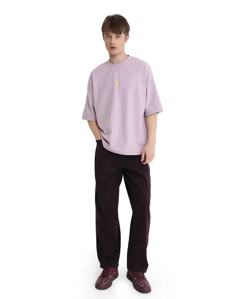 Rare Rabbit Men's Graphic Back Print Oversized T-Shirt