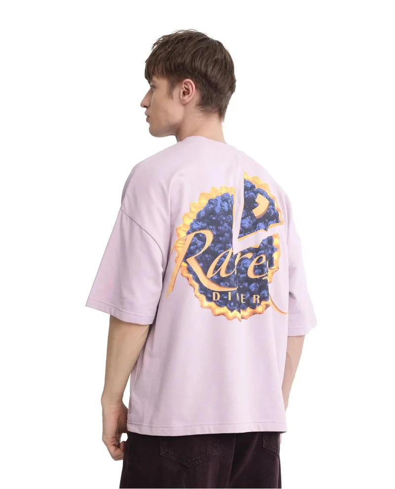 Rare Rabbit Men's Graphic Back Print Oversized T-Shirt