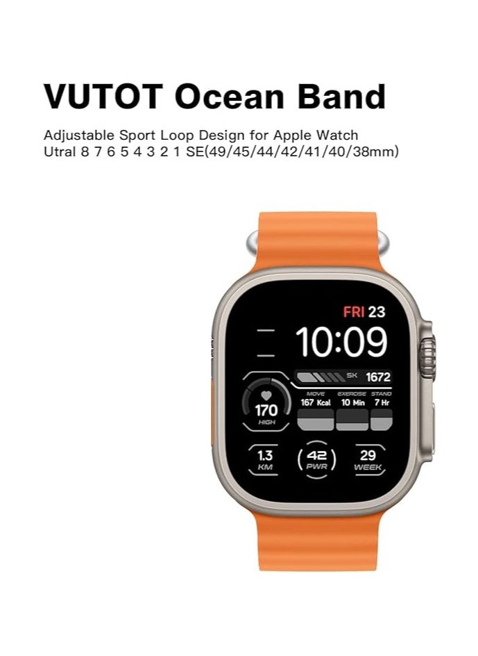 ten.tech - Ten Tech Silicone Band for Apple Watch 41mm 40mm 38mm, Waterproof Soft Silicone Sports Band for iWatch SE 8/7/6/5/4/3/2/1, - orange - Image 1